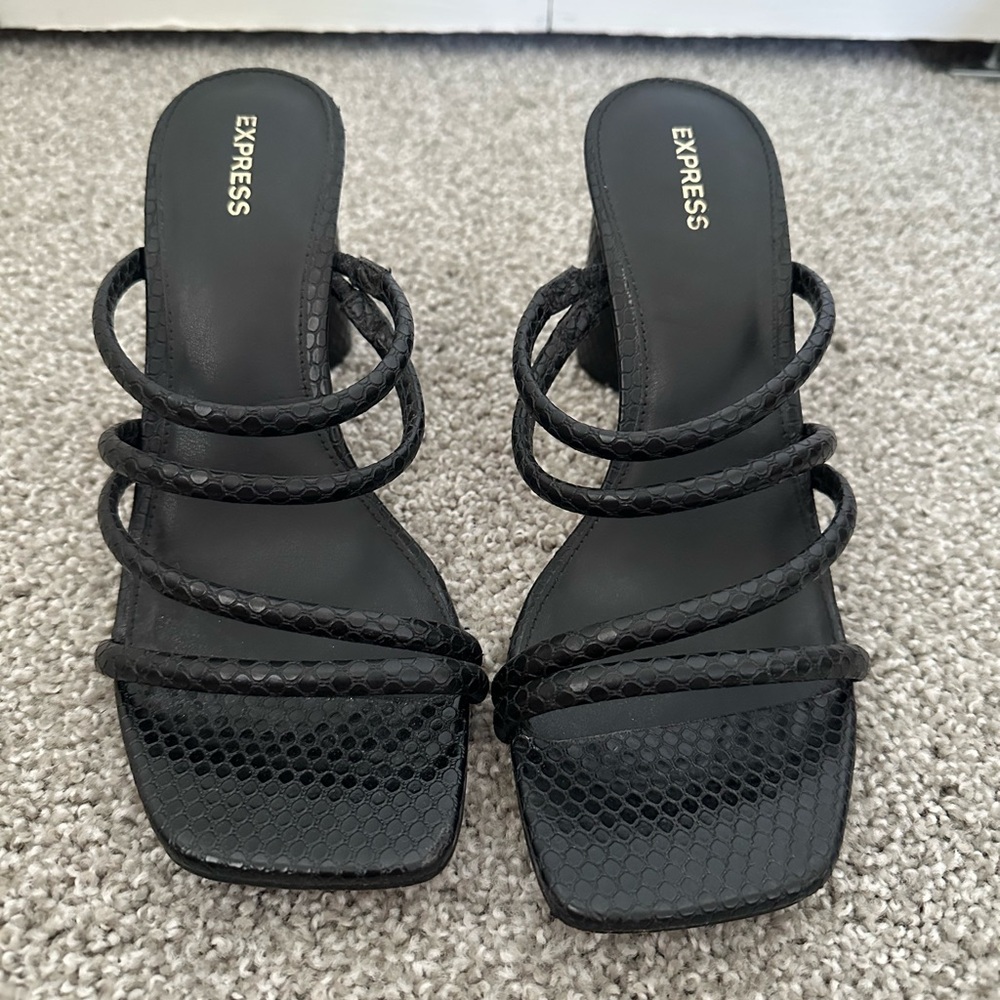 Express Black Strappy Heeled Sandals